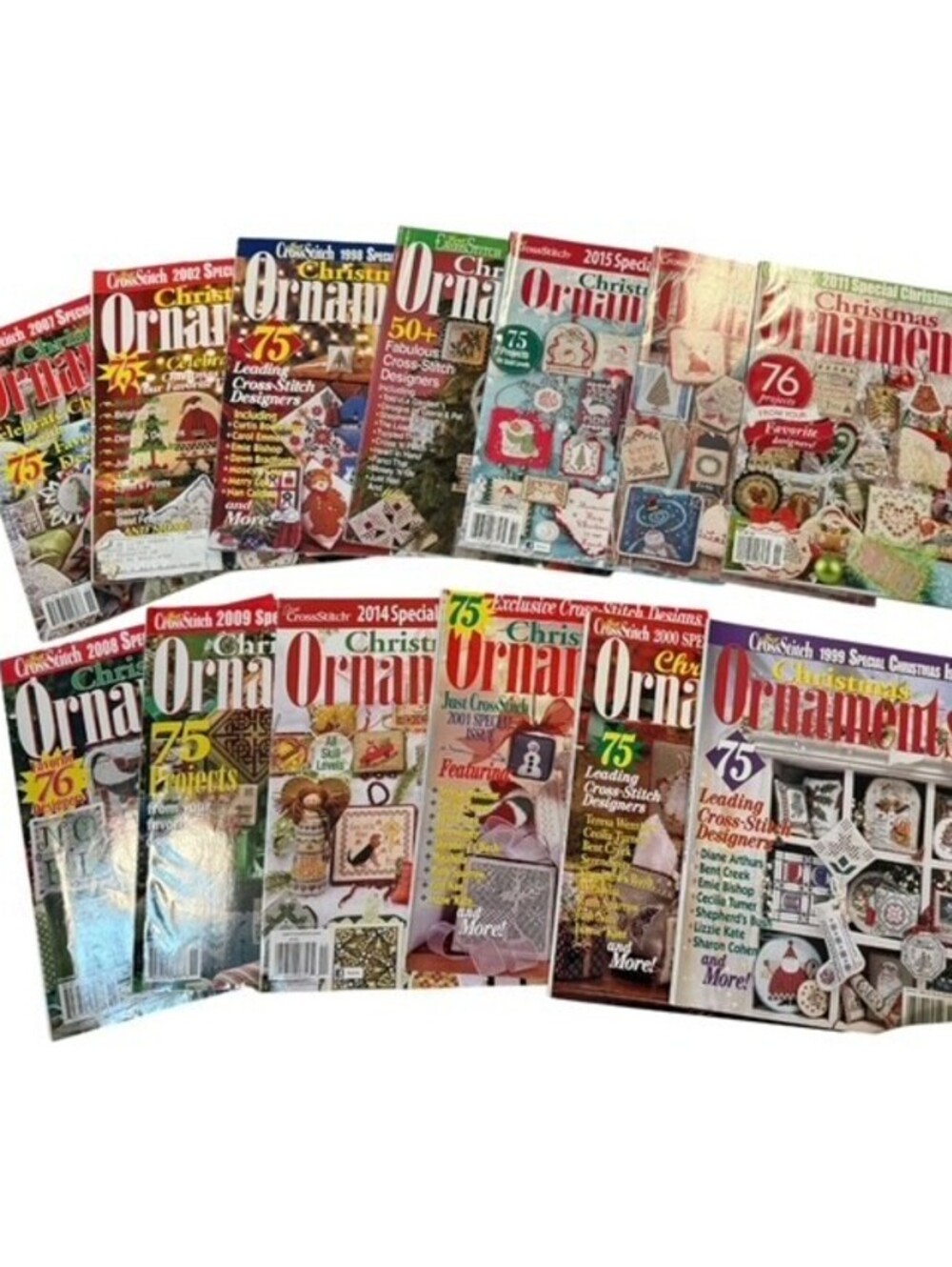 CrossStitch Christmas Ornaments Magazines Vintage 1997 2002 2007 2015 1998 2001